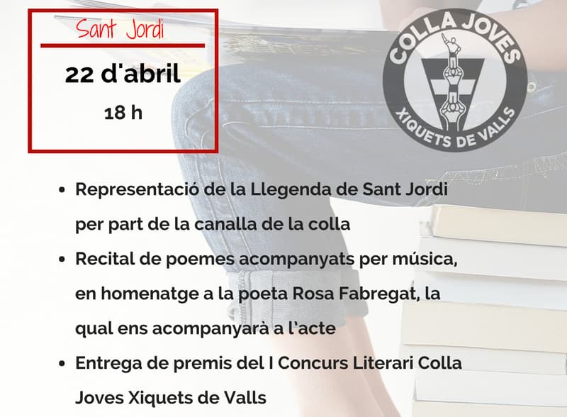 La Colla Joves Xiquets de Valls homenatja la poeta Rosa Fabregat<br>en el marc de les activitats literàries que organitza per Sant Jordi